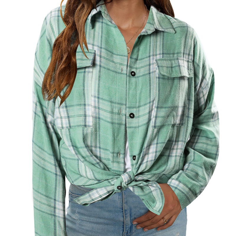 Women's Flannel Shirts Plaid Casual Blouse Long Sleeve Women Shirt Fall Tops