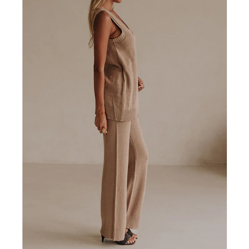 Women's Cashmere and Wool Blend Knitted Trousers Autumn and Winter Warm Pants