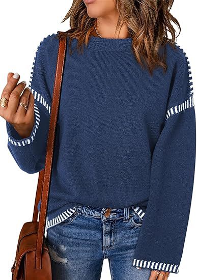 2025 Women's Knitted Sweater Casual Crew Neck Oversized Pullover Wool Sweaters Long Sleeve for Women Sweater