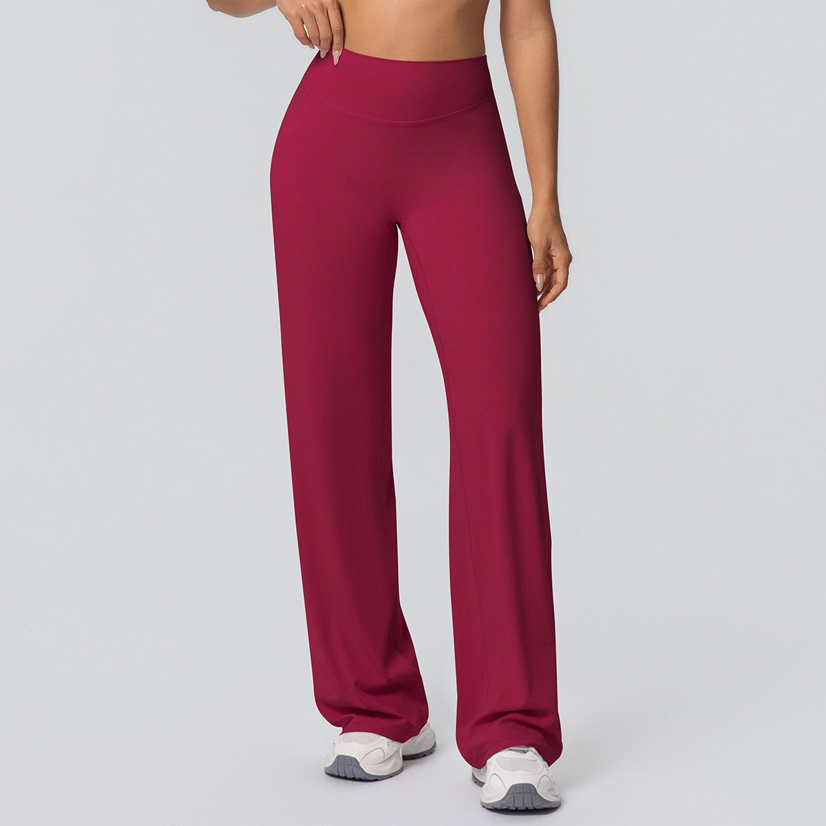 Women's New Double Brushed Solid Color High Waist Loose Breathable Yoga Wide Leg Pants, Running Fitness Flared Pants