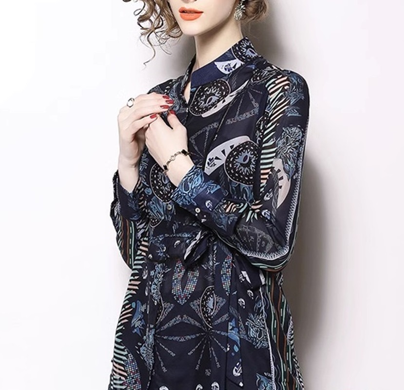 Custom Spring New Women's Office Knitted Blouse Shirt Plain Dyed Simple Casual Breathable Eco-Friendly Printed Collar Long