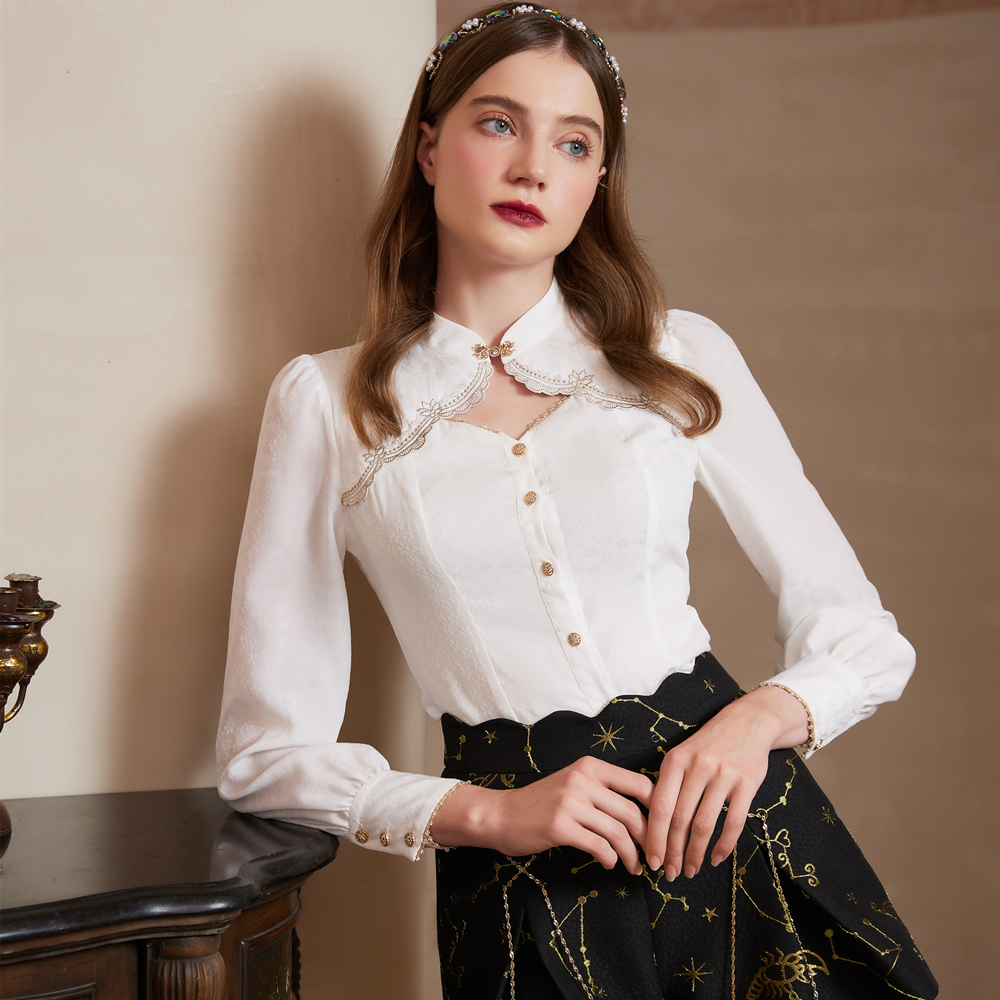 Shirts Women Solid Simple New Arrival Spring Chinese Style Chic Trendy Casual Blouses Elegant Vintage Womens All Match