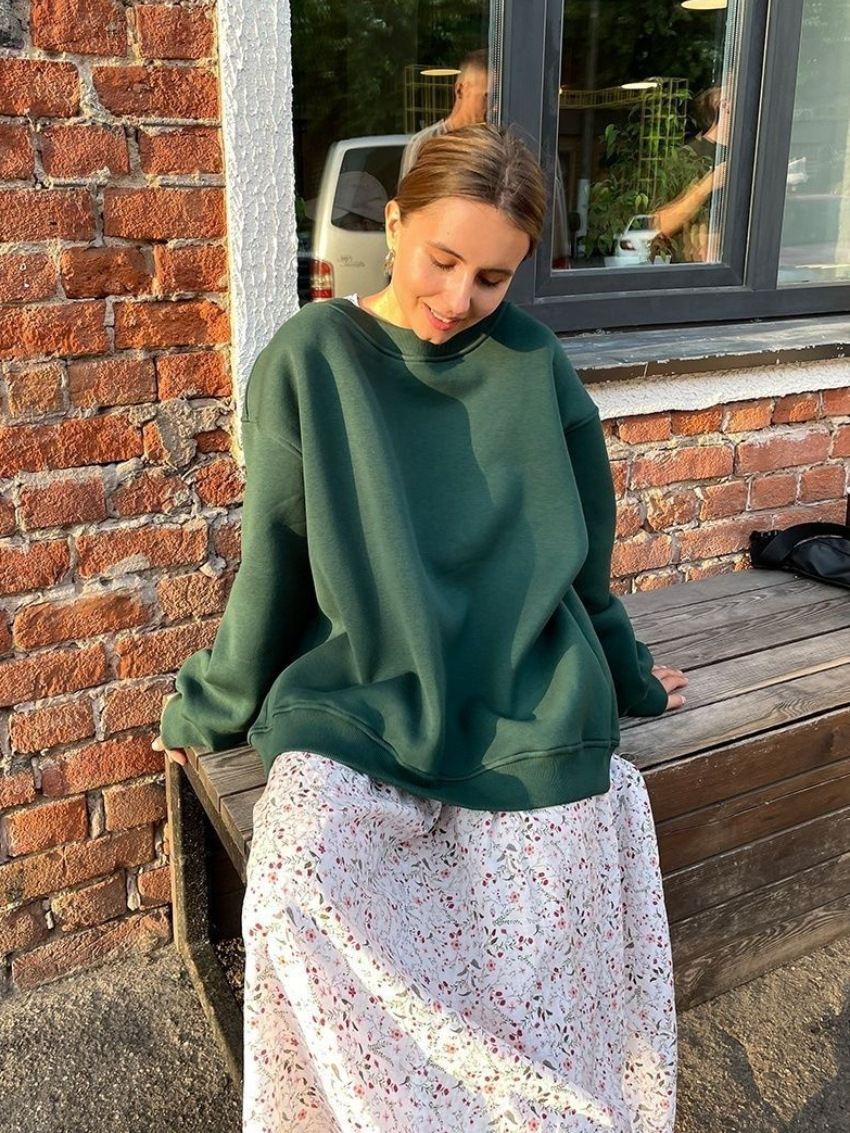 Women's Hoodies Sweatshirts Autumn New Street Style Oversize Fleece Pullover Sweater Solid Loose Oversized Hoodie