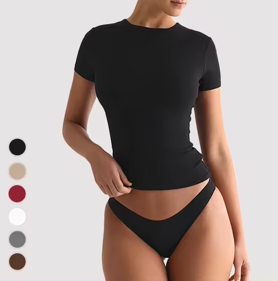 Wholesale Spring Summer Designer Women t Shirt Loungewear Women Quick-Drying Spandex T-Shirt Short Sleeves Custom Logo Home Use