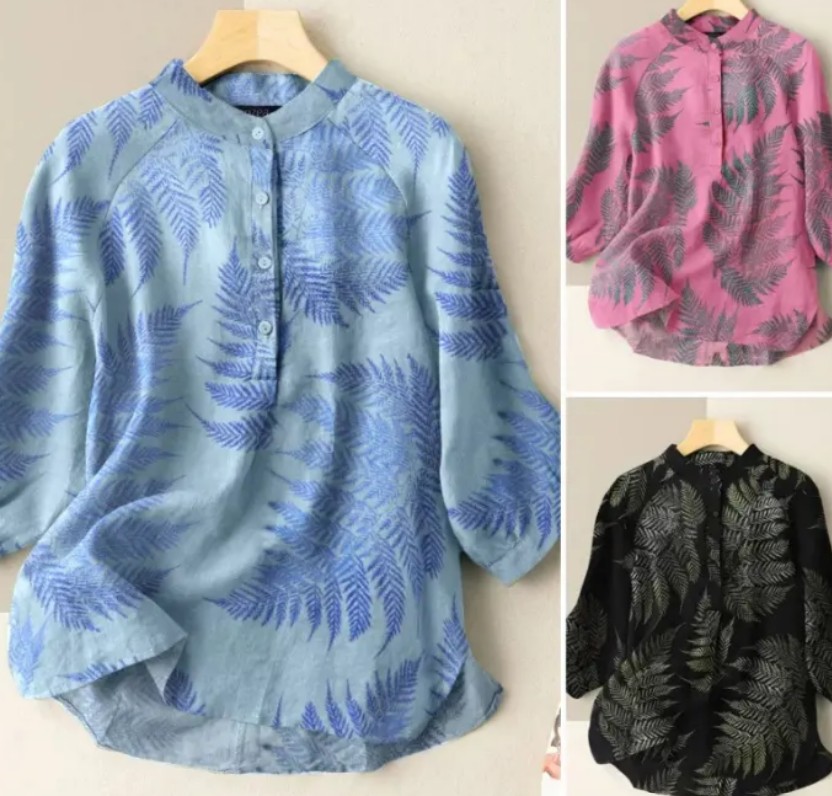Ladies Muslim Casual Loose Evening Dress Printed Women's Short Sleeved Shirt Top Shirt
