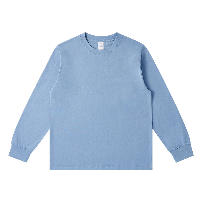 Women's Casual White T-Shirt 230g High Quality 100% Cotton Long Sleeved Round Neck Oversized Loose Bottom