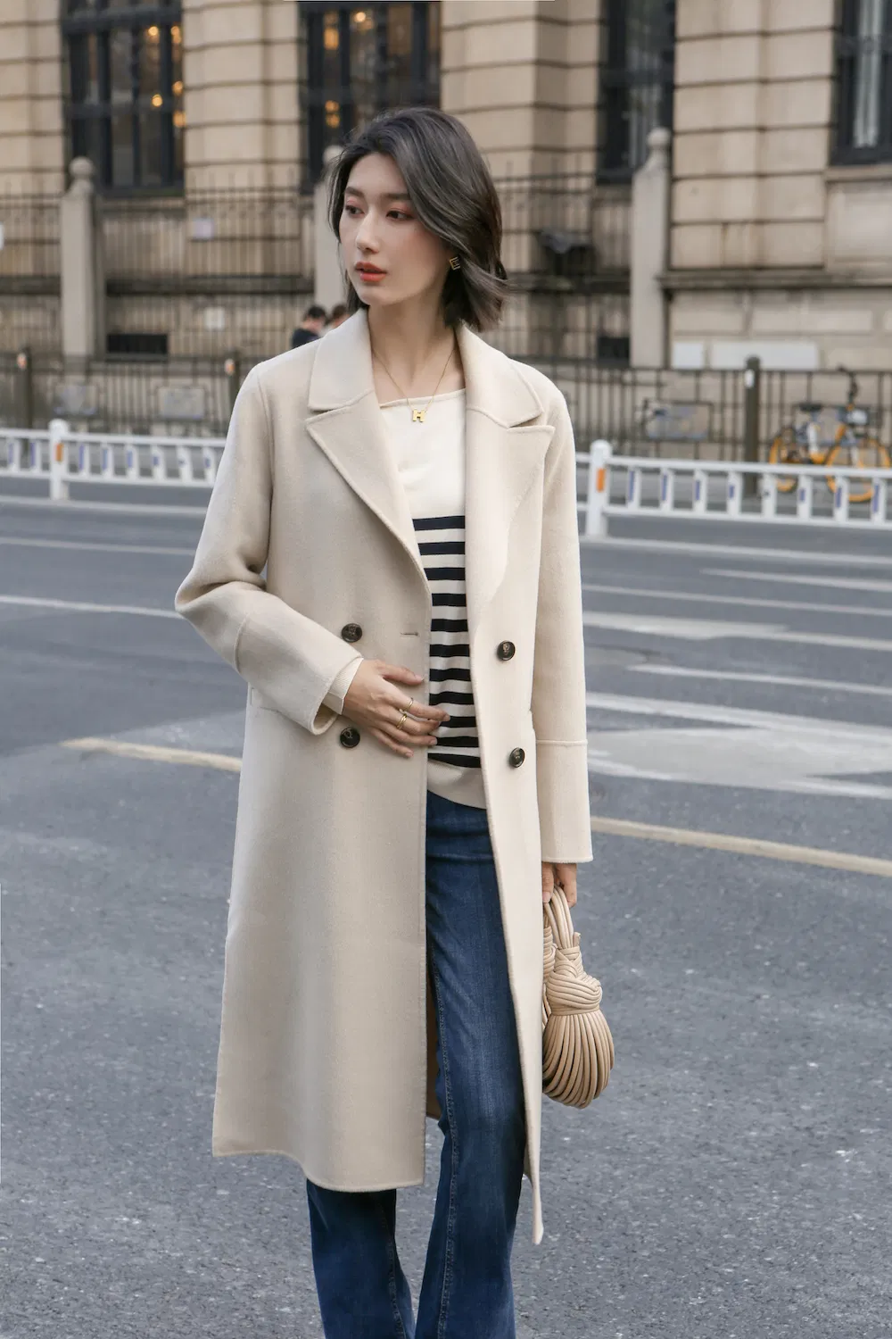Women Wool Polyester Coat Fabric Women's Trench Coats