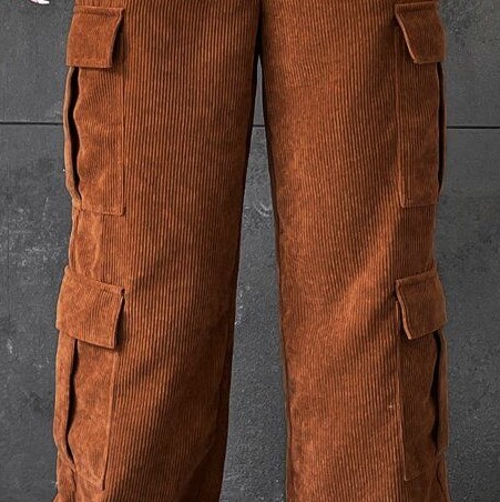 Women Plus Size Canvas Mid Rise Washed Cargo Pants Casual Regular Fit Multi Pocket Straight Breathable Waterproof Eco-Friendly