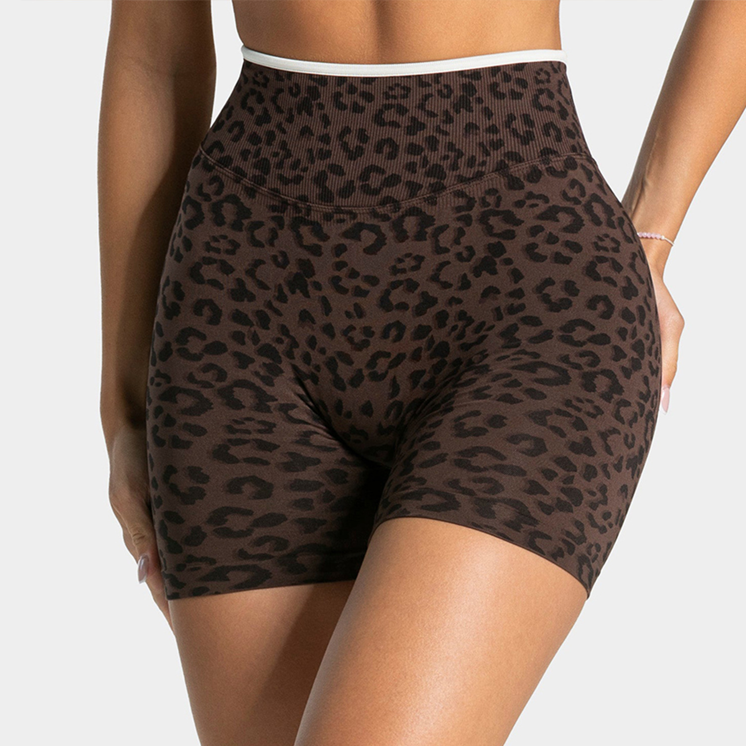 Women's Leopard Print Yoga Pants Spandex/Nylon Seamless Tummy Control Quick Dry Breathable Gym Fitness Sets