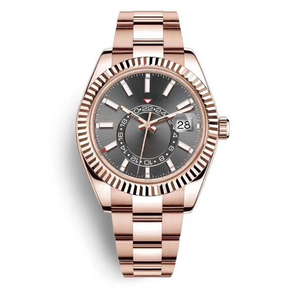Top Luxury Men Automatic Mechanical Watch 42mm Gmt Calendar Luminous Stainless Steel Waterproof Wristwatch with Gift Box