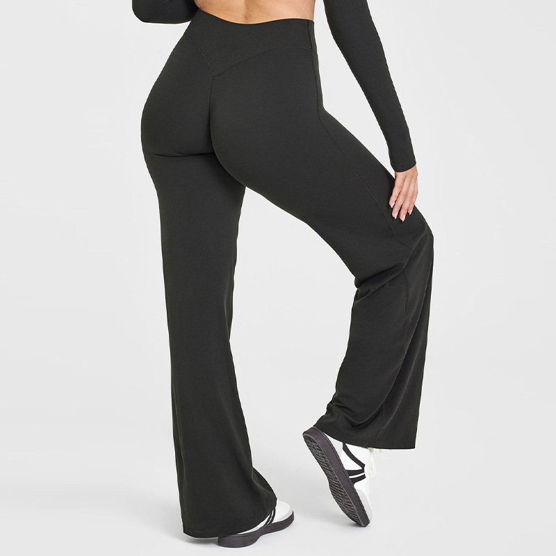 Active Wear Fitness Women Yoga Pants Wide Leg Gym Leggings High Waisted Butt Lifting Flared Yoga Leggings Solid Pattern
