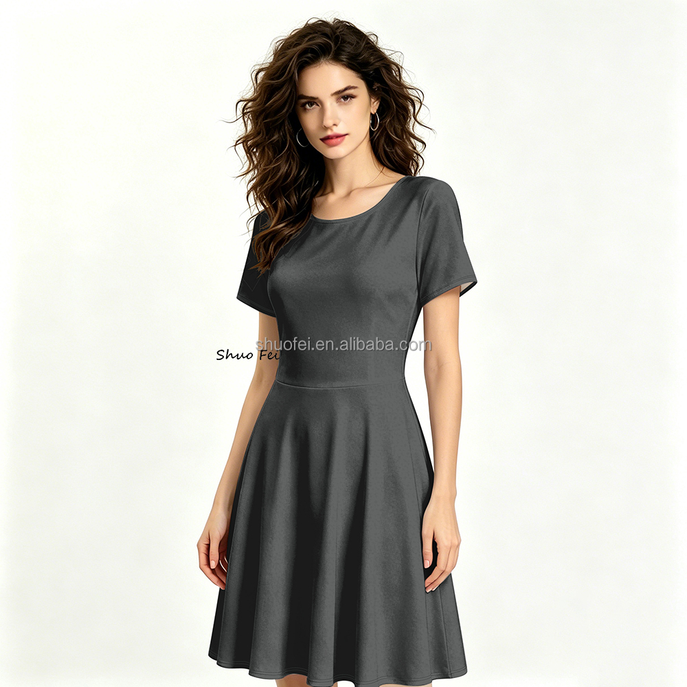 Women's Elegant Solid Plain Color Summer Dress