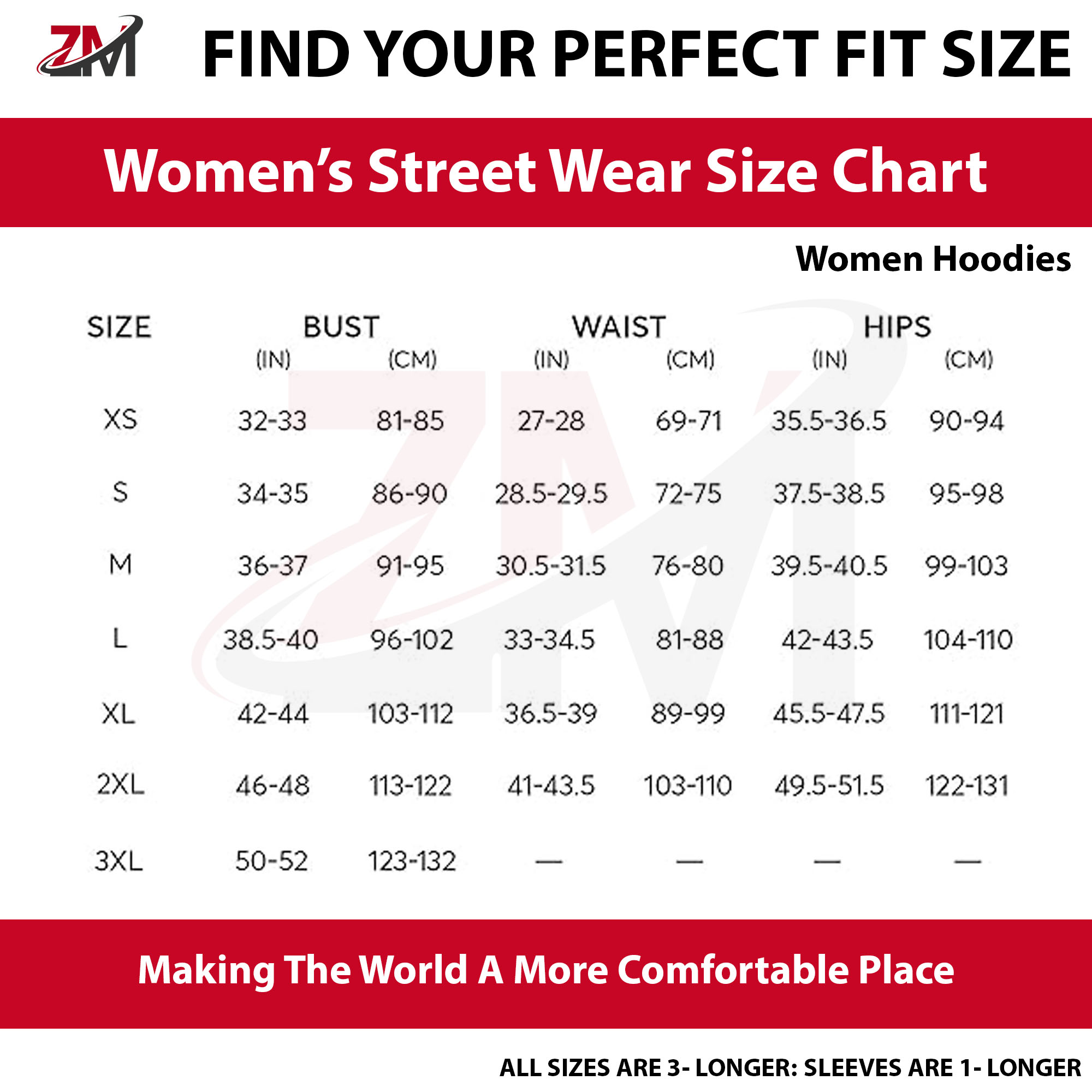 Women Hoodie Size Guide 1