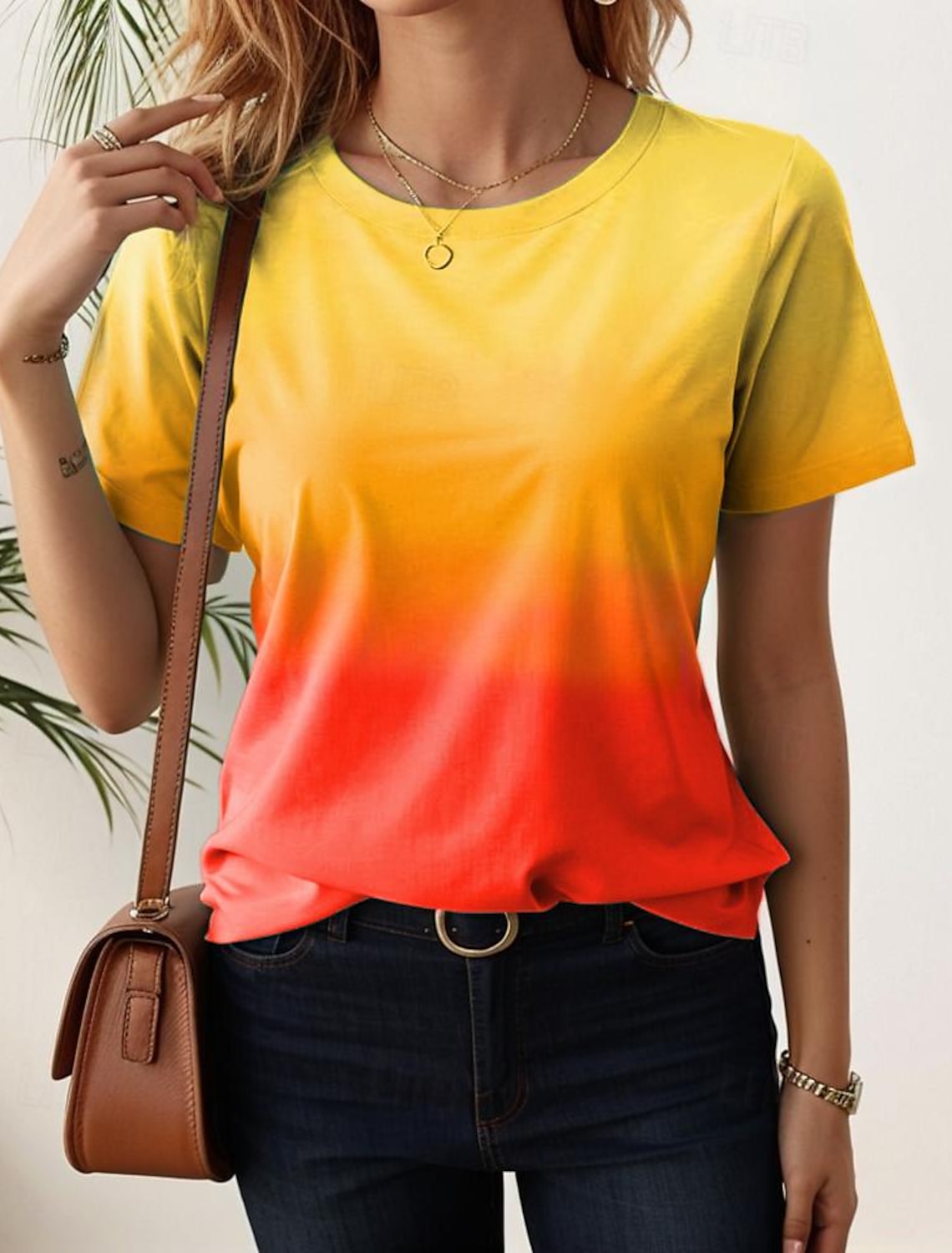 Women's 3D Gradient Print Short Sleeve Short Casual Street Summer Oversized T-Shirts Fashion Y2k Clothing Tops