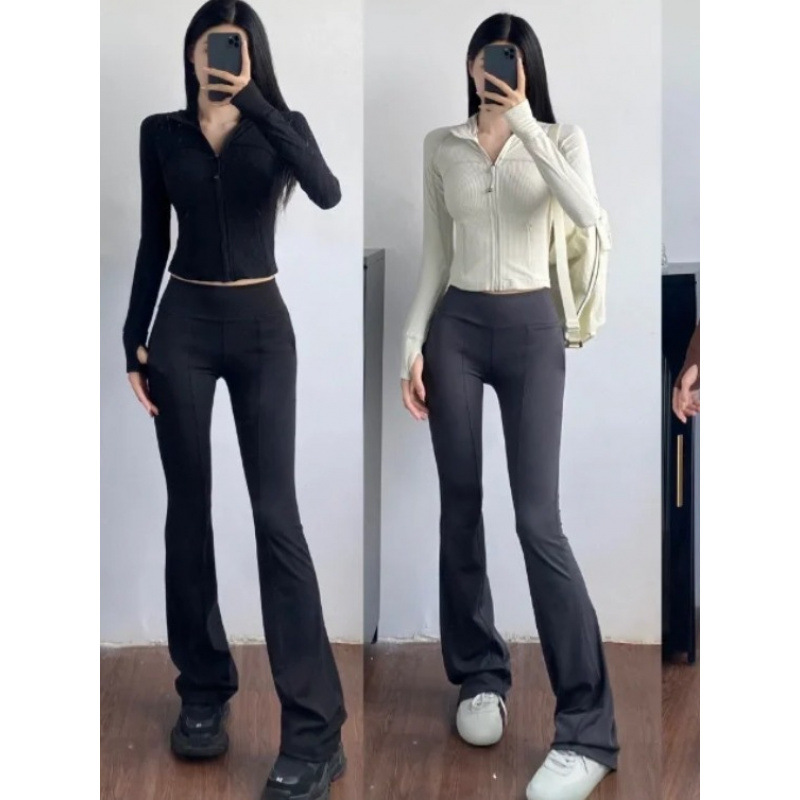 Women's High-waist Flared Pants with Pockets, Suitable for Sports, Fitness, Running, Casual Wear, and Yoga