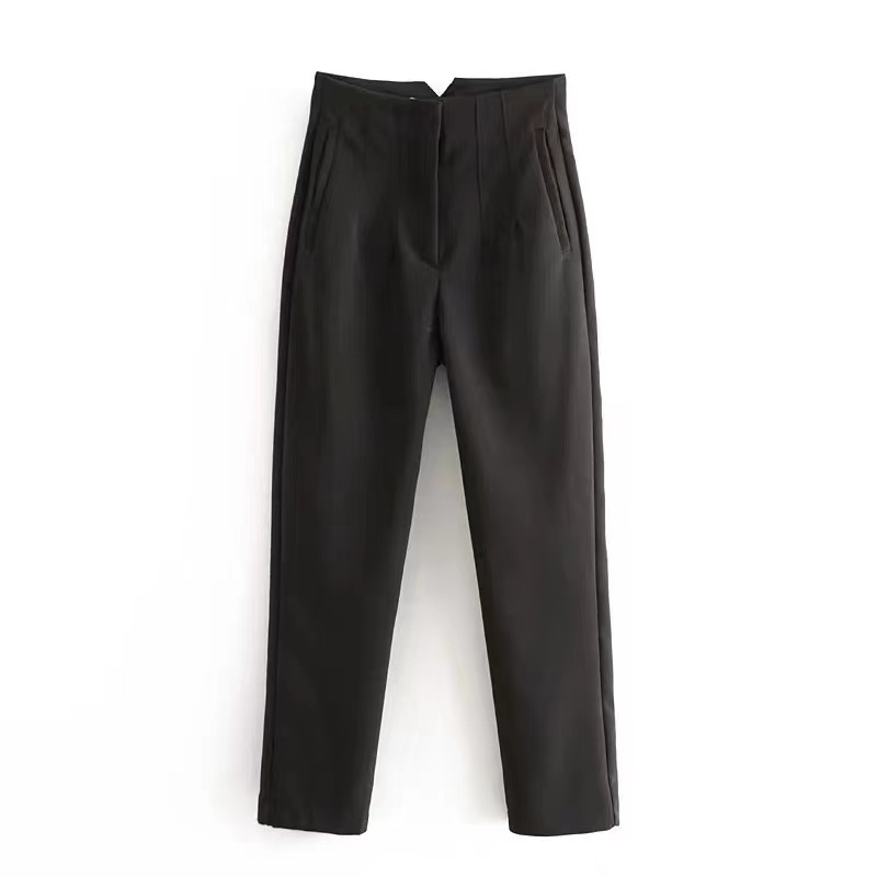 High Quality Women's Pants Slim Fit Casual Solid Color Pleated with Elastic Waist Formal Straight Leg OEM Available