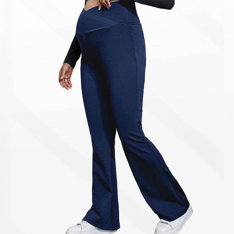 Factory Direct Breathable Woven Maternity Yoga Pants Cross Belly Support Belt High Waist Slim Flared European American Pregnancy
