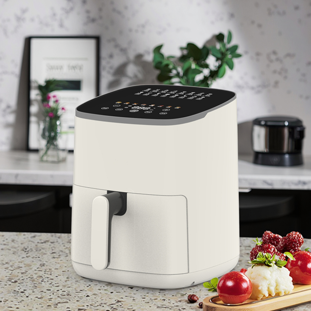 LED Display Screen Stainless Steel 5.1-6.0L 1500W Non-Stick PTFE Mechanic Timer Large Capacity Intelligent Air Fryer