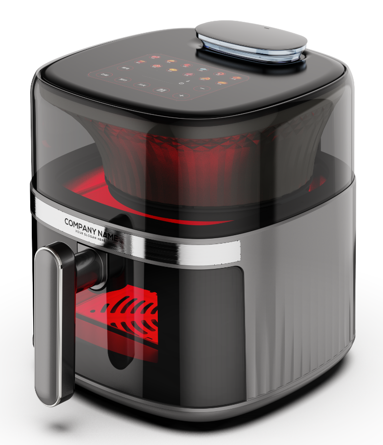 Visible Window &amp; Steam Function 6L Air Fryer Digital Touchscreen with LCD Display Multifunctional Oil-Free Fryer Oven