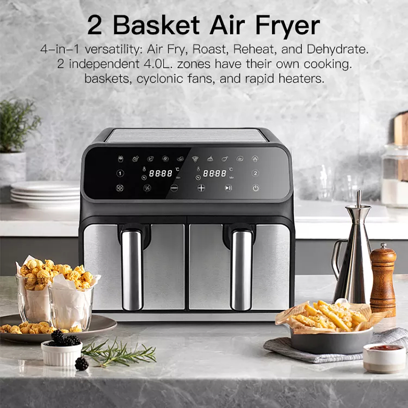 New Design Hot Sale 2 in 1 Multifunctional Electric 8 Liter Digital Air Fryer with BBQ Grill for Home Use