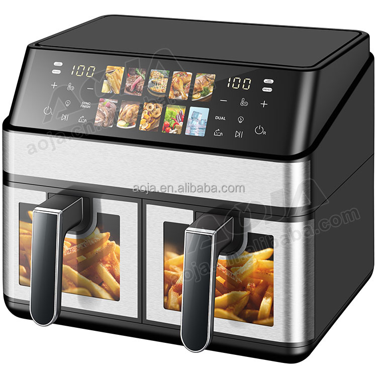 Professional 10L Digital Air Fryer Double Drawer Freidora De Aire Kitchen Appliances Dual Stainless Air Fryer With Visual Window