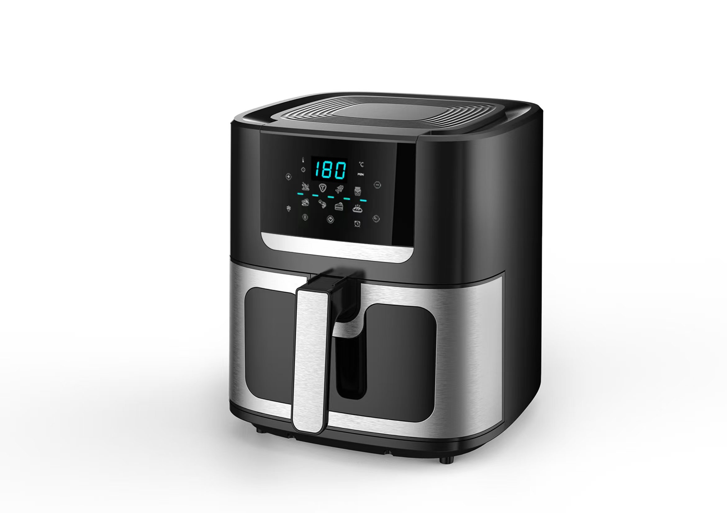 1800W Electric Digital Control 10L Capacity Air Fryer LCD Display Non-Stick PTFE Coating Overheat Protection Energy-Saving Fast