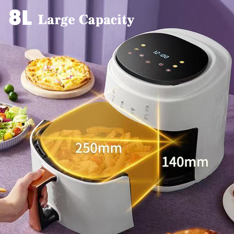 Healthy Life Style Electric New Oil Free Transparent Glass Non Toxic 6L 8L Digital Air Fryer