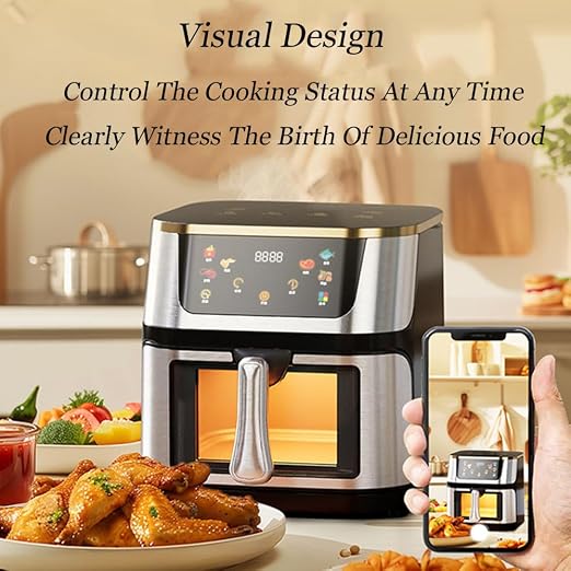 10L Square Large Capacity Smart Touch Air Fryer Multifunctional Electric Oven Oil Free for Household Daily Use