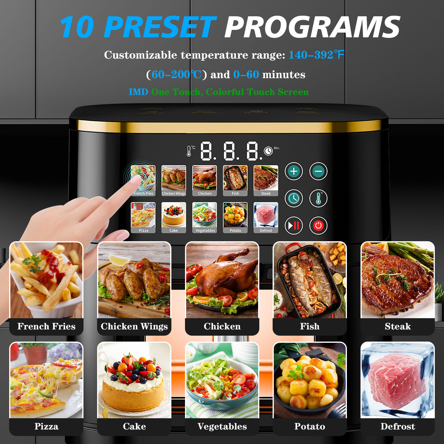 OEM/ODM 15L 10 Litres Air Fryer Oven With Smart Control Large Capacity Multifunctional Professional No Oil Cooking