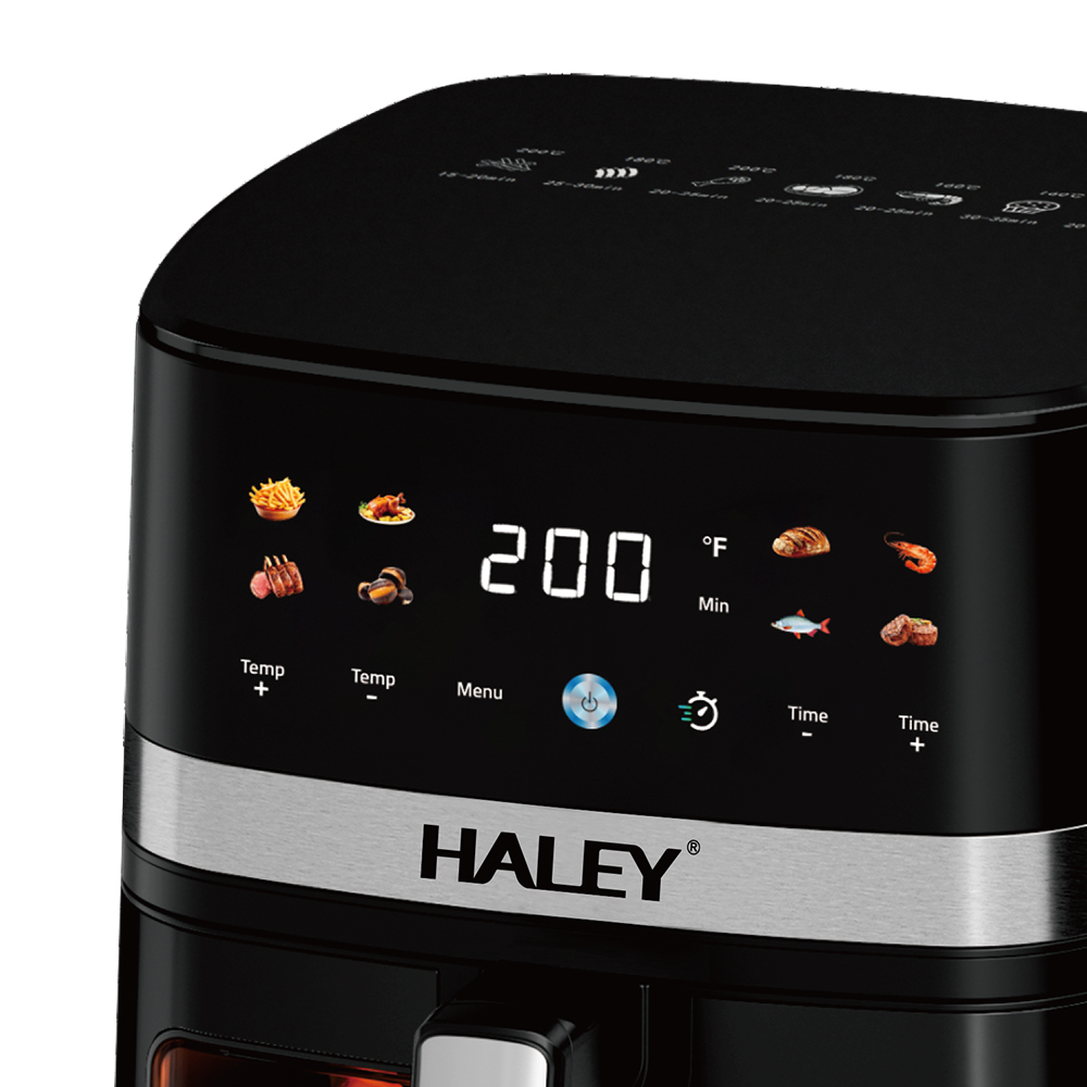 HALEY 5L Square Modern Digital Air Fryer 1500W LCD Touch Screen Oil-Free Electric Fryer Machine Non-Stick Basket Household Hotel