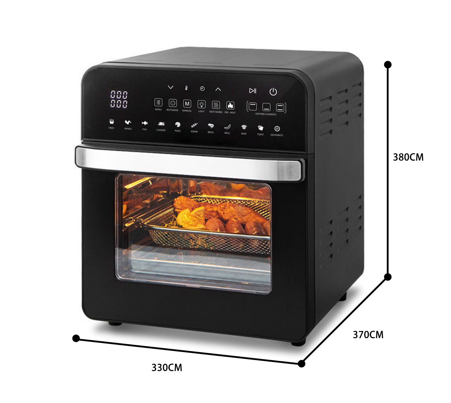 Family and Party Use Healthy Oil-Free Stainless Steel Square Electric Air Fryer Oven for Household and RV Use