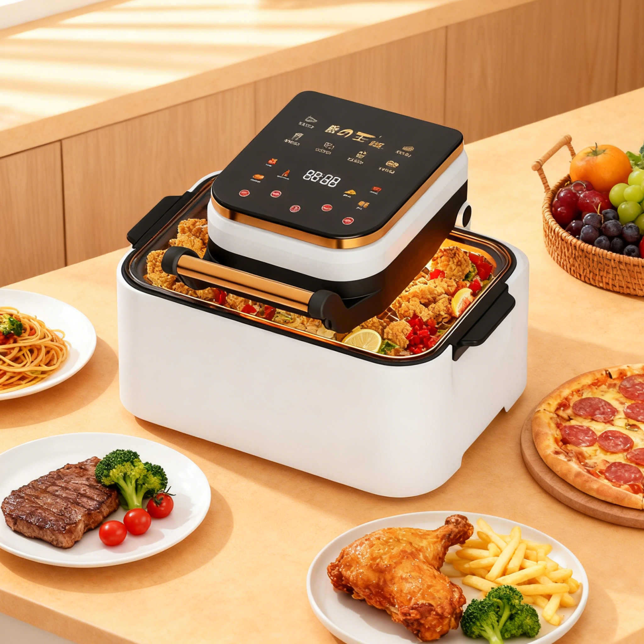 OEM Glass Air Fryer 10.1-20L Capacity Digital Control Overheat Protection Modern Square Design Household Kitchen KA03007