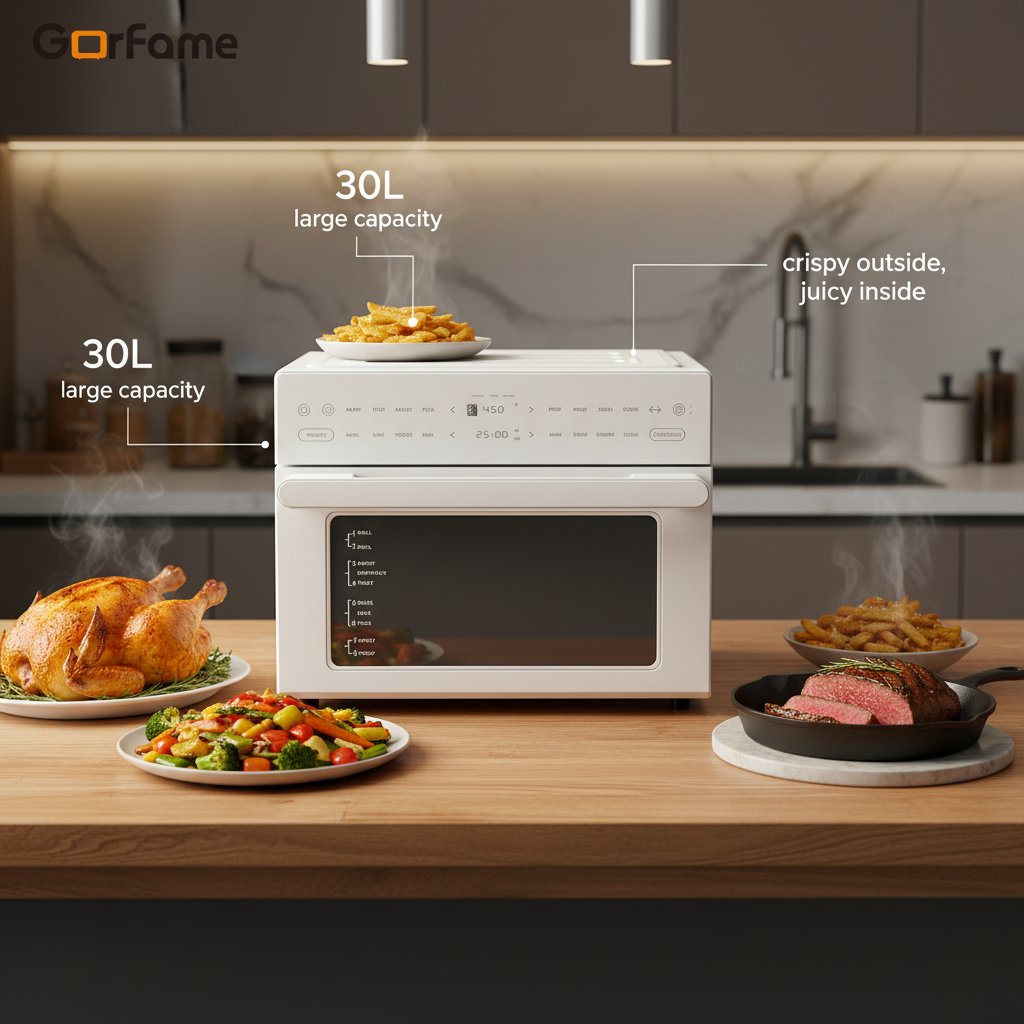 30L Extra Large Digital Air Fryer Oven Digital Control Oil-Free Convection Roast Bake Dehydrate Home Kitchen Appliance CE