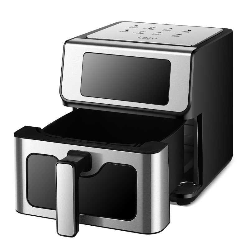 Large 8L Stainless Steel Air Fryer with Touch Screen Control Automatic Flip Outdoor Use Energy Saving Modern Design
