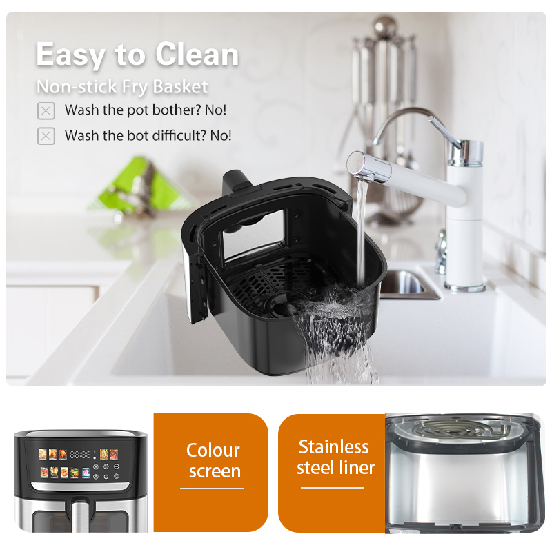 Best Kitchen Black Large Size High Quality 6.5L Smart Wifi Visual Oil Free and Air Deep Fryer Air Fryer Oven