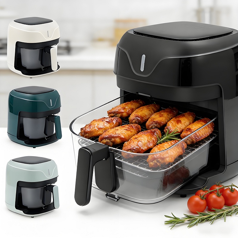 Kitchen Multifunctional 3L 5L Electric Stainless Steel Digital Touch Screen Smart Glass Air Fryer Non Toxic