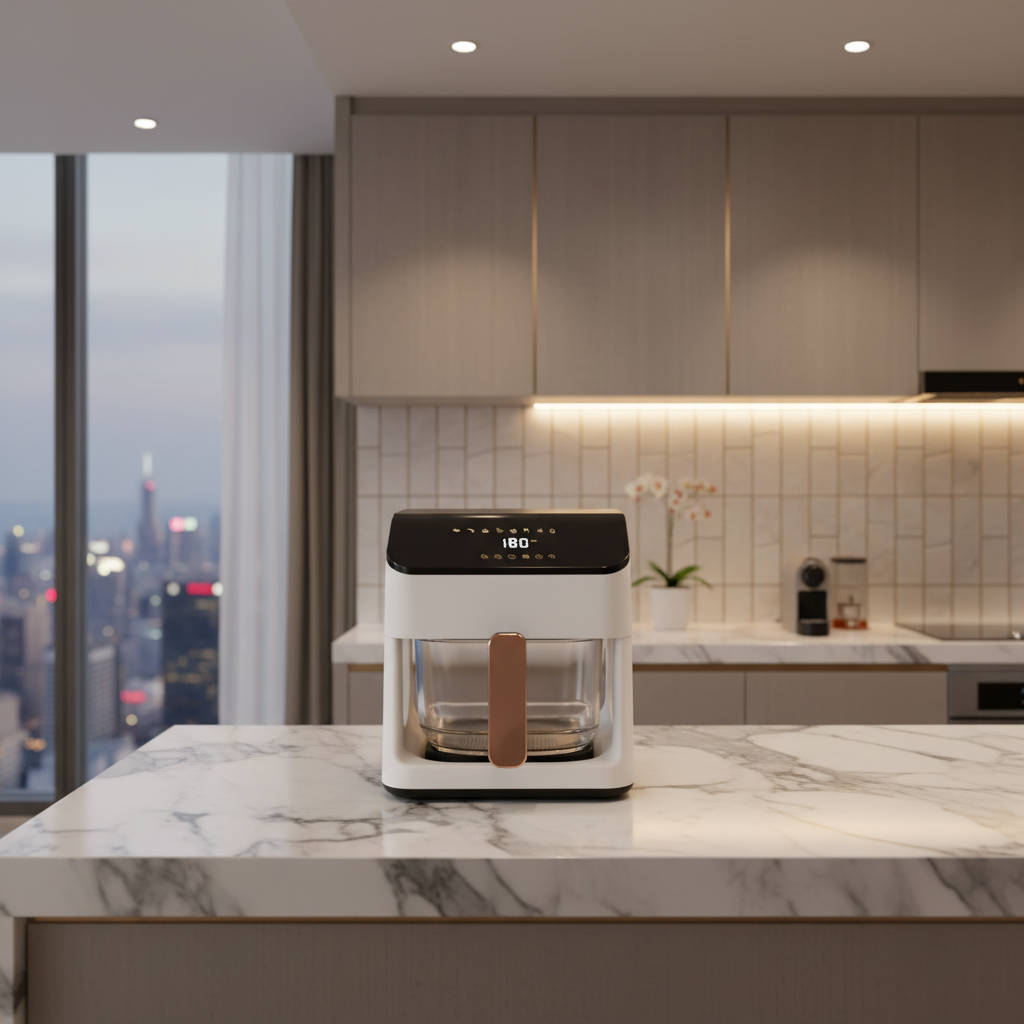 Modern Square Air Fryer 8L Large Capacity Glass Viewing Window Fully Automatic Multi-Functional Household Hotel Use Touch 1 Year