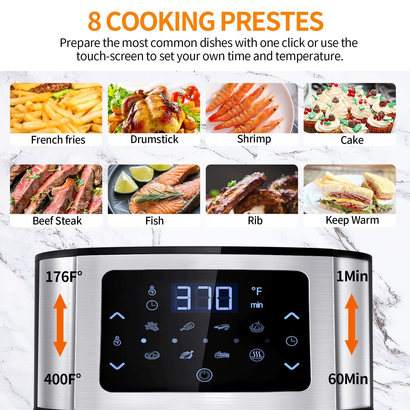 China Oil Free air Fryer 1800w air Fryer 8 Liter Multifunction Reusable Silicone air Fryer