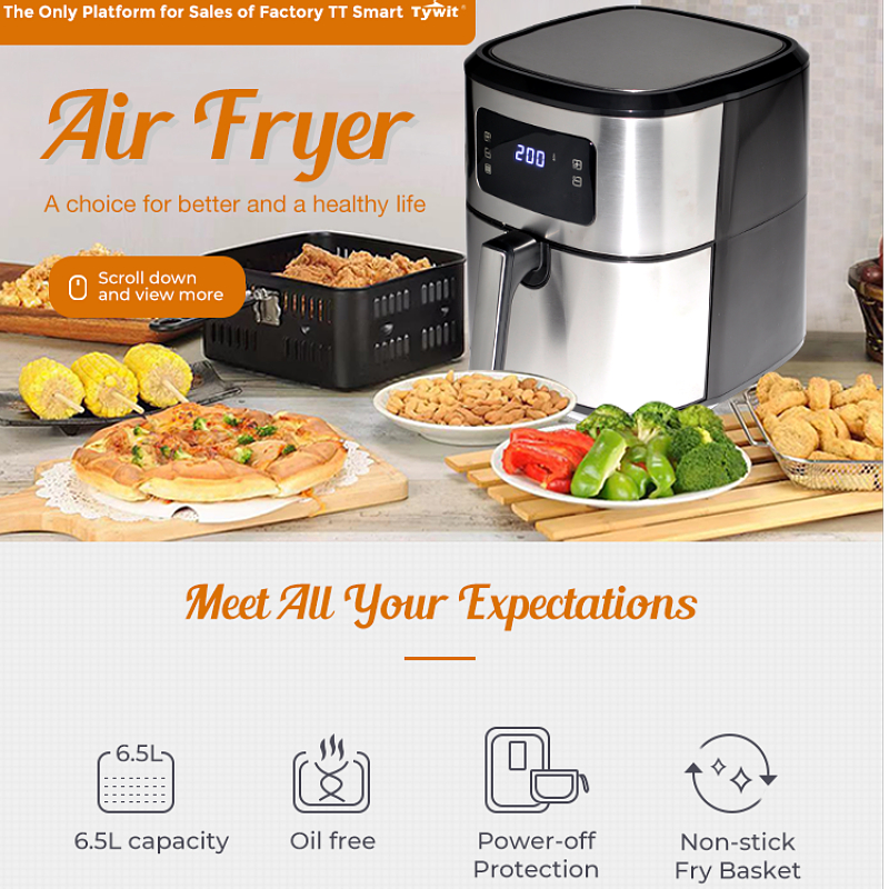 Wholesale Smart 6L Digital Air Fryers Non-stick Cooking Surface Electric Control Oil Free Air Fryer for Household
