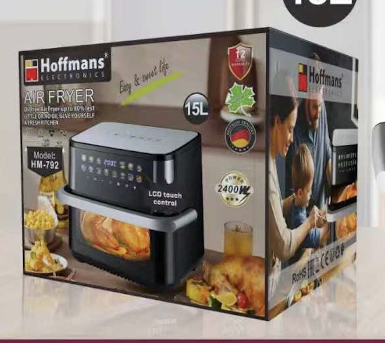 Hoffmans 15L Professional Air Fryer 2400W High Speed Hot Air Circulation Pizza Maker Kit for Supermarket