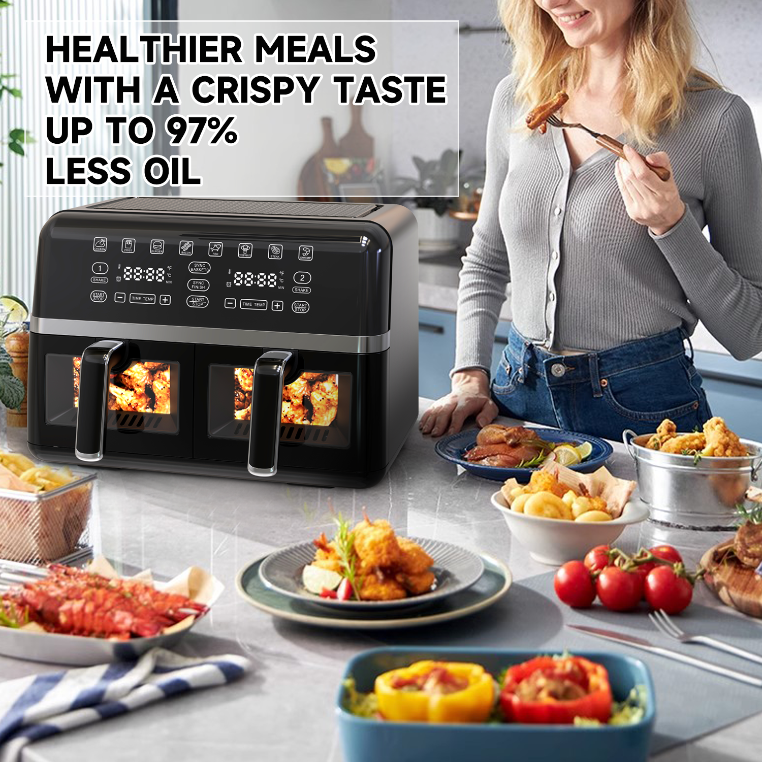 New Professional OEM Electric Air Fryers Fritadeira Eletrica Air Fryer Digital 9l Air Fryer