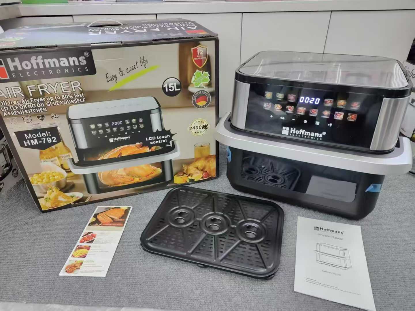 Hoffmans 15L Professional Air Fryer 2400W High Speed Hot Air Circulation Pizza Maker Kit for Supermarket