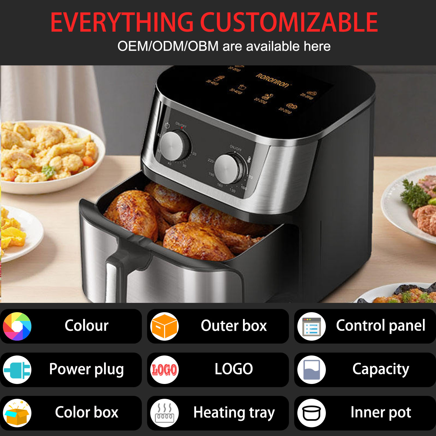 In Stock Big Capacity 10L Electric Cooker Oil Free Hot Stainless Steel Air Deep Fryer Digital Machine Oven Air Fryers