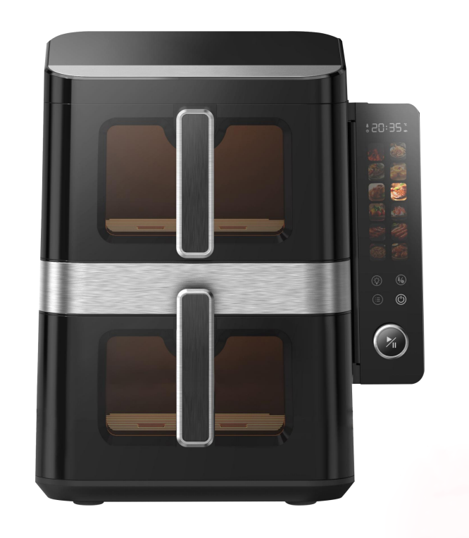 11L New Air Fryer 5.5L+5.5L Stack Air Fryer With Folding Touch Screen Big Colorful Menu