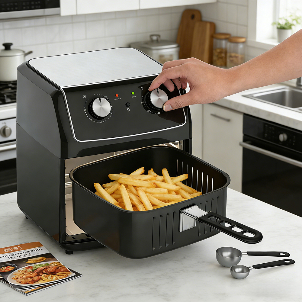 Hot Selling 8L Air Fryer Knob Control Electric Large Capacity Oil Fee Air Fryer With a Display Window 1300W Fast Delivery