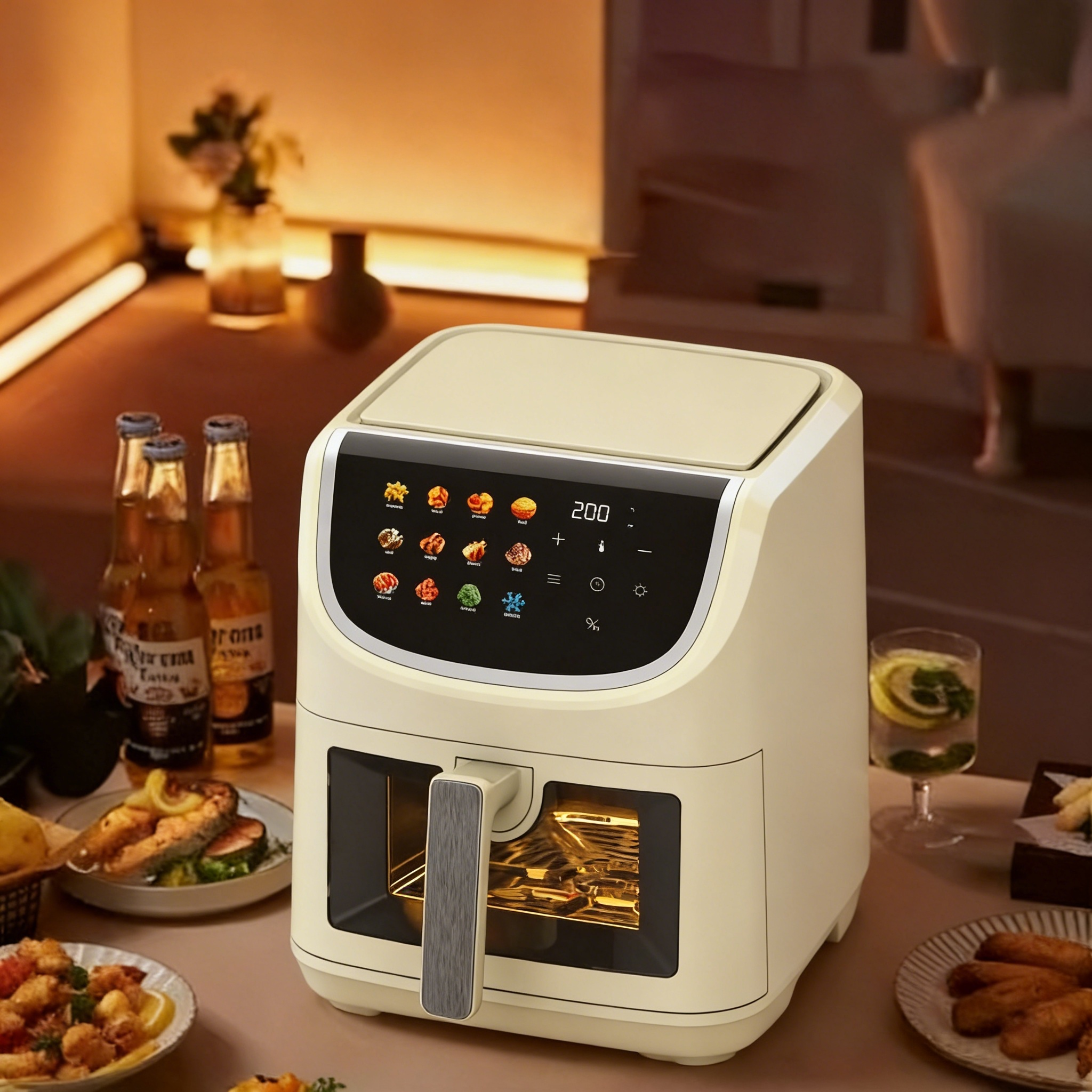 8L steam Air Fryer Toaster Oven Small Kitchen Appliances Built-in Digital Air Fryer Oven With up and Down Dual Heating