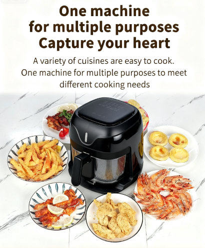 5L Glass Oil-Free Electric Multifunctional Air Fryer for Family Cooking-Bake Roast Reheat with Digital Control