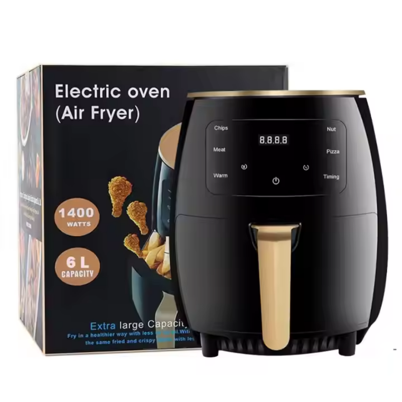 OEM Household Large Capacity No Oil Flyer 2025 New Design Oil-free 6 Litre Pizza Small Restaurants Big Air Cooker Fryer with Box
