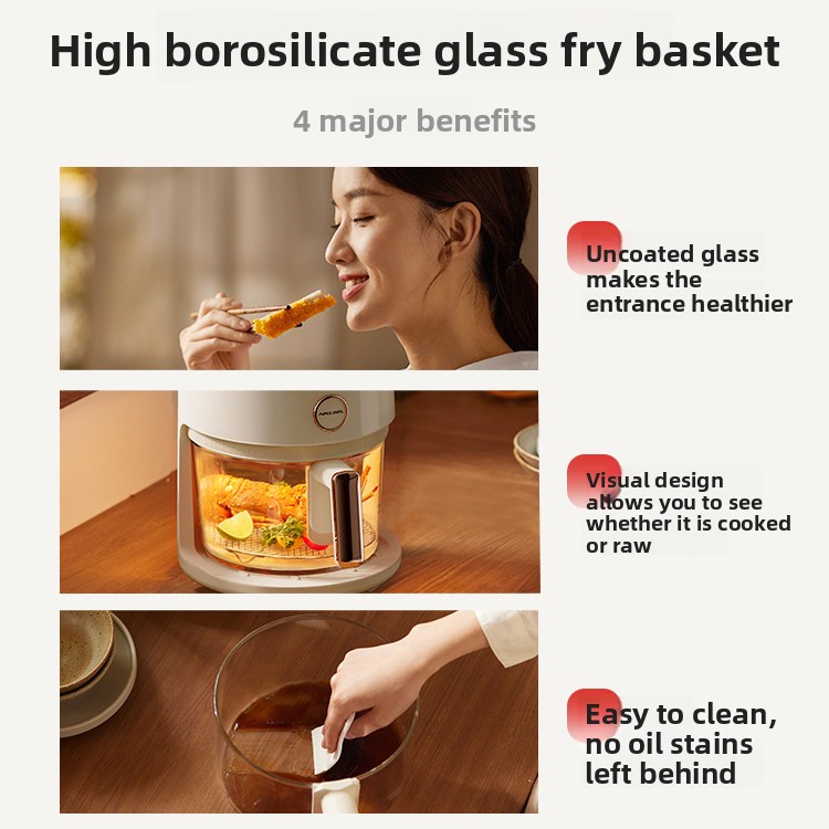Apixintl 4L Air Fryer Glass Household New Visual Multifunction 2024 Smart Electric