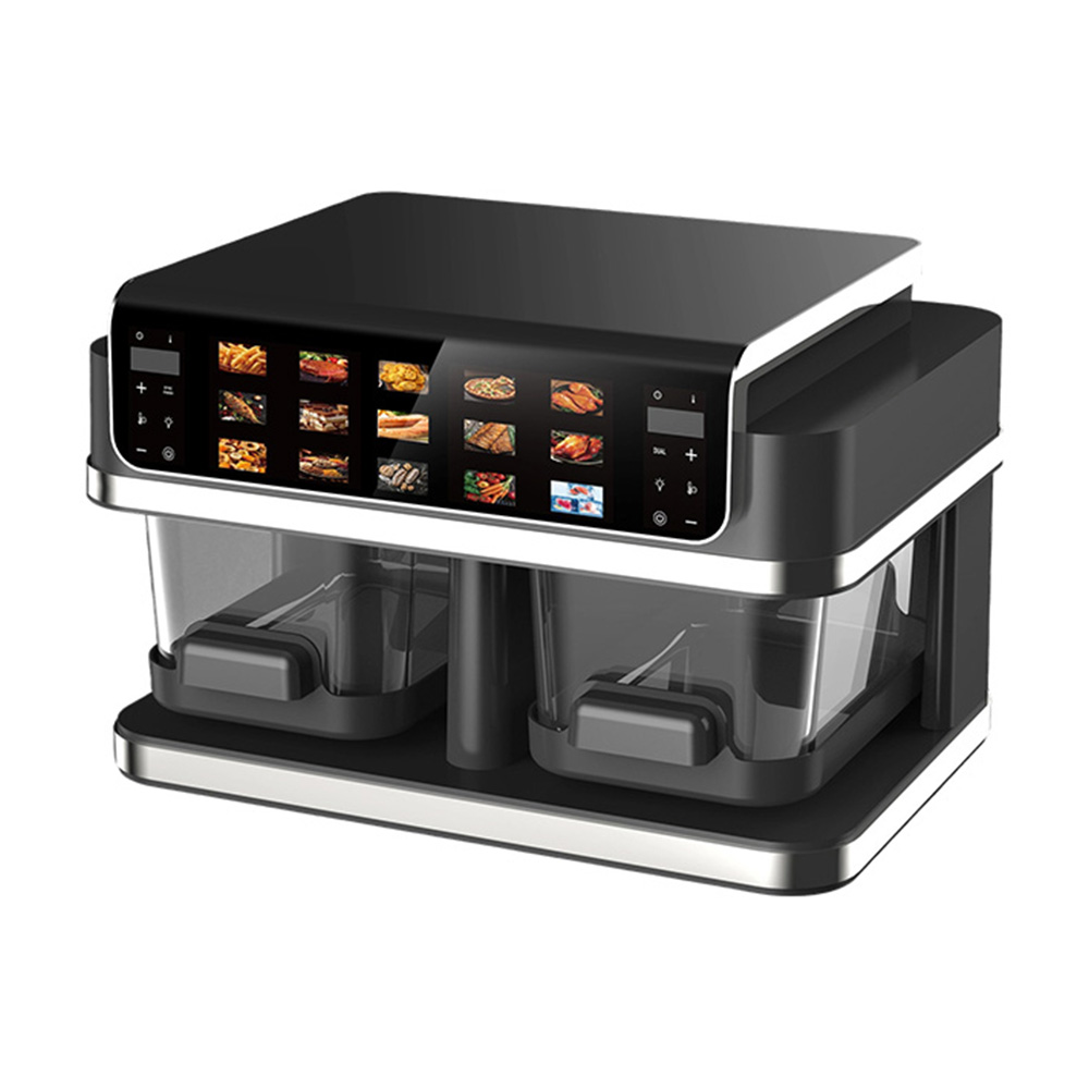 4.8+4.8L Double Basket Digital Smart Air Fryer Oven Glass Basket Display Energy Saving Easy Clean Oil-Free Dual Zone Air Fryer